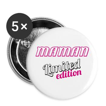 MAMAN LIMITIERTE AUFLAGE - Buttons groß 56 mm (5er Pack) - Weiß - Vorne