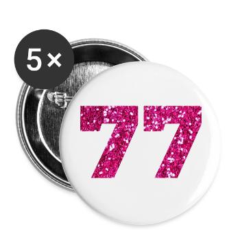 Number 77 Pink Glitter - 77th Birthday - Buttons large 2.2''/56 mm (5-pack) - white - Front