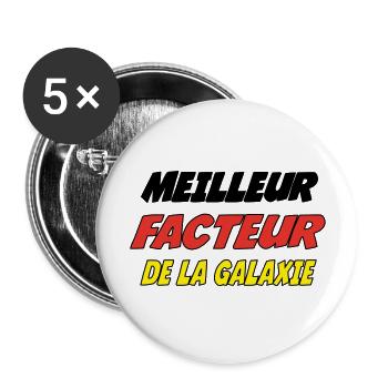 MEILLEUR FACTEUR DE LA GALAXIE - Lot de 5 grands badges (56 mm) - blanc - Devant