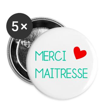 GELIEBTE. VIELEN DANK. DANKE HERRIN - Buttons groß 56 mm (5er Pack) - Weiß - Vorne