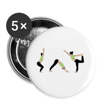Power yoga dans la salle de sport vert clair - Lot de 5 grands badges (56 mm) - blanc - Devant