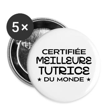 Zertifizierter bester Tutor der Welt - Buttons groß 56 mm (5er Pack) - Weiß - Vorne