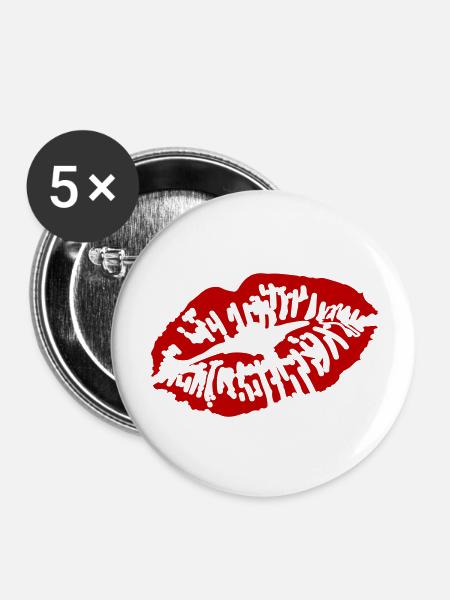 Lippen Schön - Buttons groß 56 mm (5er Pack) - Weiß