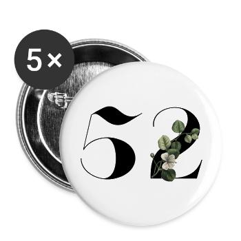 Number 52 Floral Green - 52nd Floral Birthday - Buttons large 2.2''/56 mm (5-pack) - white - Front
