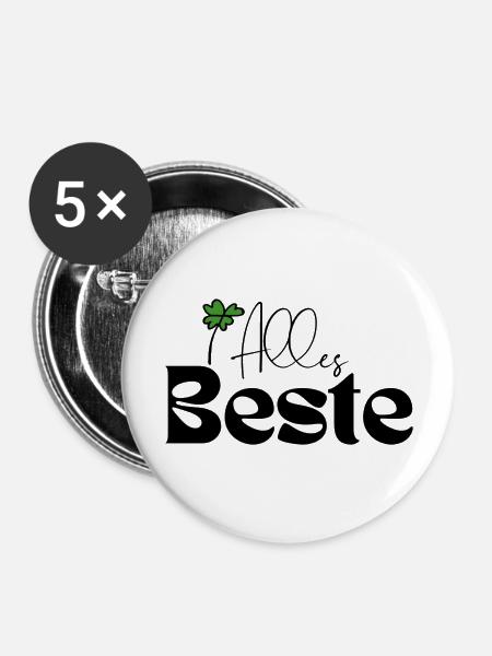 Alles Beste - Buttons groß 56 mm (5er Pack) - Weiß