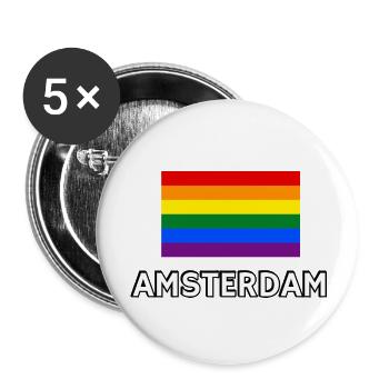 Drapeau de la fierté d’Amsterdam - Lot de 5 grands badges (56 mm) - blanc - Devant