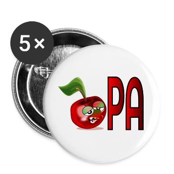 Schriftzug OPA - Großvater - Großpapa Rentner - Buttons groß 56 mm (5er Pack) - Weiß - Vorne