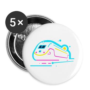 Train Comic Look - Buttons large 2.2''/56 mm (5-pack) - white - Front