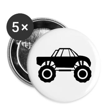 camion monstre - Lot de 5 grands badges (56 mm) - blanc - Devant