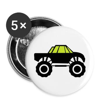 camion monstre - Lot de 5 grands badges (56 mm) - blanc - Devant