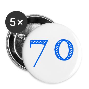 70. 70 ANS. 70e ANNIVERSAIRE. ANNIVERSAIRE 70 ANS. - Lot de 5 grands badges (56 mm) - blanc - Devant