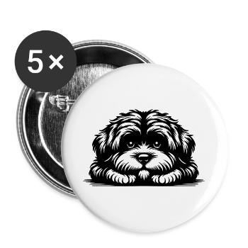 Bolonka Zwetna Tête avec Pattes - Lot de 5 grands badges (56 mm) - blanc - Devant