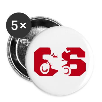 Moto 66 Biker - Buttons groß 56 mm (5er Pack) - Weiß - Vorne