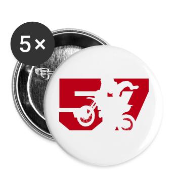Moto 57 motard - Lot de 5 grands badges (56 mm) - blanc - Devant