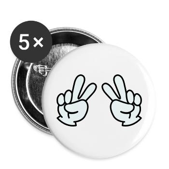 peace hand 2 - Buttons groß 56 mm (5er Pack) - Weiß - Vorne