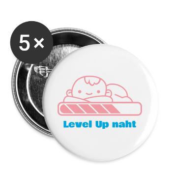 Level Up, Bald-Papa! - Buttons groß 56 mm (5er Pack) - Weiß - Vorne