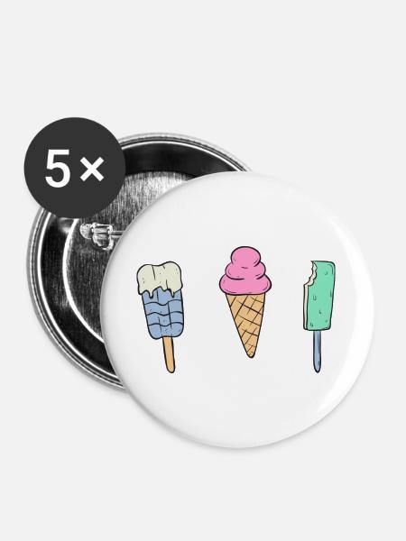 Süßes Eis - Buttons groß 56 mm (5er Pack) - Weiß