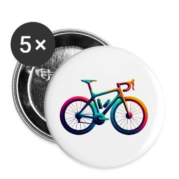 Lebendiger Regenbogen Radfahren Illustration - Buttons groß 56 mm (5er Pack) - Weiß - Vorne