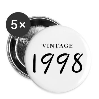Jahrgang 1998 - Geschenkidee zum Geburtstag - Buttons groß 56 mm (5er Pack) - Weiß - Vorne
