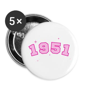 1951 rose étoile - Lot de 5 grands badges (56 mm) - blanc - Devant