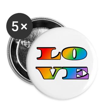 Amour arc-en-ciel rétro - Lot de 5 grands badges (56 mm) - blanc - Devant