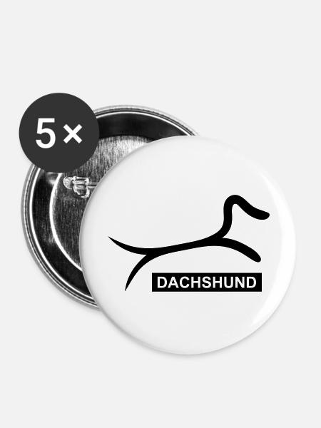 Sportlicher Dackel - Buttons groß 56 mm (5er Pack) - Weiß