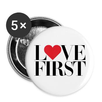 love first - Buttons groß 56 mm (5er Pack) - Weiß - Vorne
