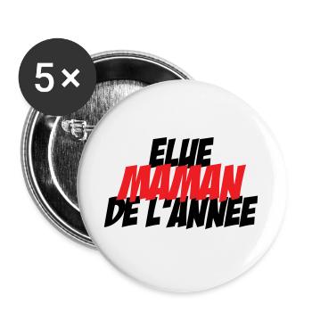 élue Maman de l'année - Lot de 5 grands badges (56 mm) - blanc - Devant