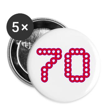 70. 70 ANS. 70e ANNIVERSAIRE. ANNIVERSAIRE 70 ANS. - Lot de 5 grands badges (56 mm) - blanc - Devant