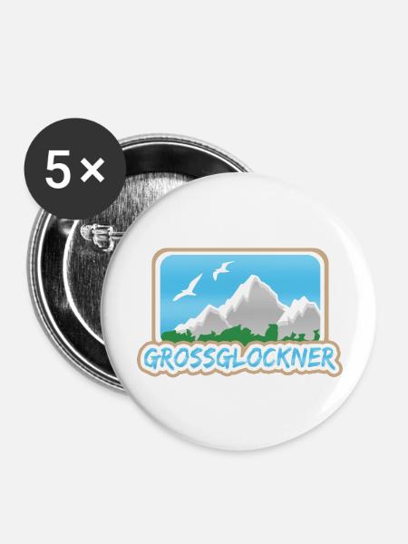 Grossglockner als Grossglockner - Buttons groß 56 mm (5er Pack) - Weiß