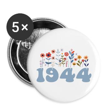 1944 Blumenmuster 1944 Blumen-thema Blumen 1944 - Buttons groß 56 mm (5er Pack) - Weiß - Vorne