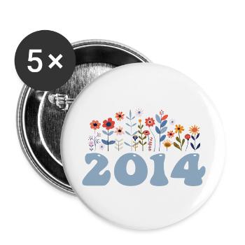 2014 Motif floral 2014 Floral thème Fleurs 2014 - Lot de 5 grands badges (56 mm) - blanc - Devant
