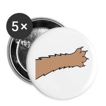Katzen Klauen Pfote Tatzen Scharfe Krallen Kratzen - Buttons groß 56 mm (5er Pack) - Weiß - Vorne