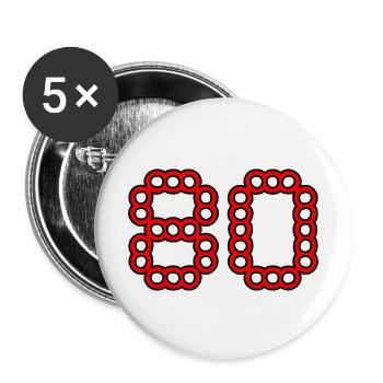 80. 80 YEARS. 80th ANNIVERSARY. 80 YEARS ANNIVERSARY. - Buttons large 2.2''/56 mm (5-pack) - white - Front