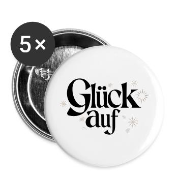 Glück Auf Erzgebirge - Schlägel und Eisen - Buttons groß 56 mm (5er Pack) - Weiß - Vorne