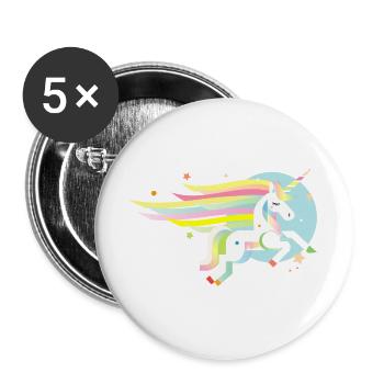 Licorne délicate en pastel - rêveur et magique - Lot de 5 grands badges (56 mm) - blanc - Devant
