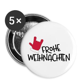 Frohe Weihnachten - Buttons groß 56 mm (5er Pack) - Weiß - Vorne