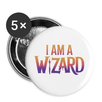 I Am a Wizard Text Design - Buttons large 2.2''/56 mm (5-pack) - white - Front