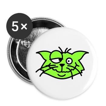Chat confus plisse les yeux Drôle Folle Grimace - Lot de 5 grands badges (56 mm) - blanc - Devant