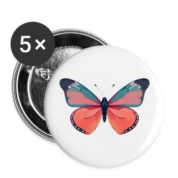 Vibrant Butterfly with Orange Wings - Buttons large 2.2''/56 mm (5-pack) - white - Front