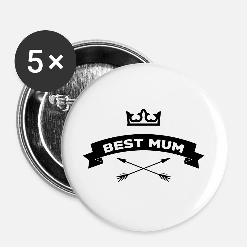 Best Mom - Mother's Day - Buttons large 2.2''/56 mm (5-pack) - white