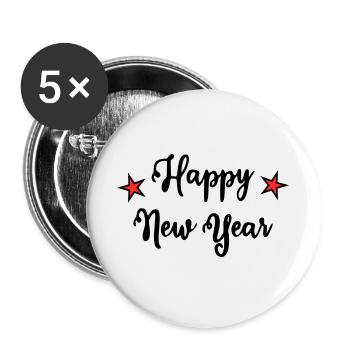 HAPPY NEW YEAR. NEW YEAR'S EVE. NEW YEAR - Buttons large 2.2''/56 mm (5-pack) - white - Front