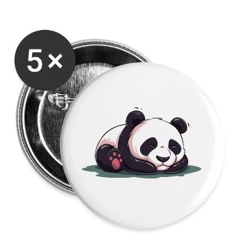 Niedliche Karikatur eines schlafenden Pandas - Entzückendes Design - Buttons groß 56 mm (5er Pack) - Weiß - Vorne