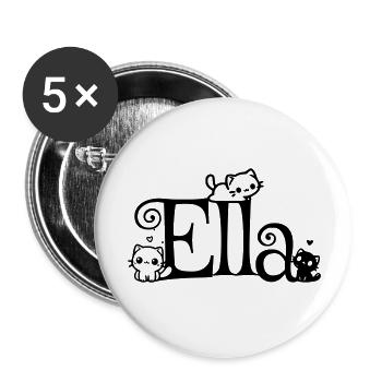 Ella Name Vorname Kätzchenname - Buttons groß 56 mm (5er Pack) - Weiß - Vorne