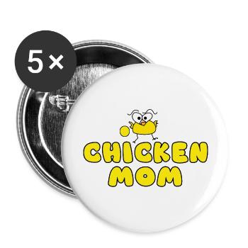 Chicken mom yellow - Buttons large 2.2''/56 mm (5-pack) - white - Front