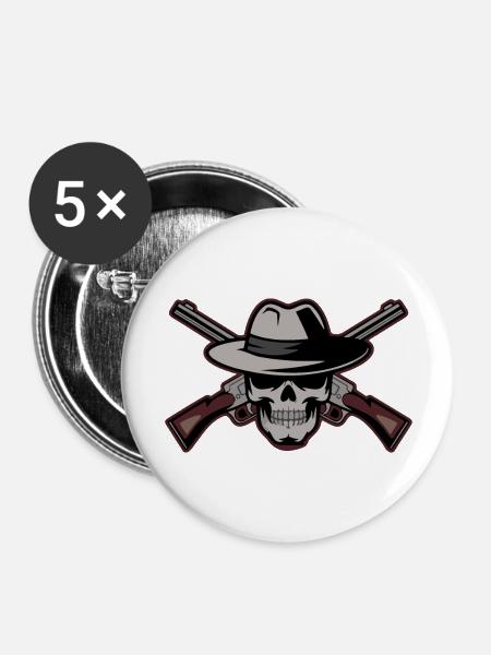 SCHÄDEL - Buttons groß 56 mm (5er Pack) - Weiß