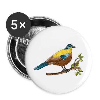 Colorful bird - Buttons large 2.2''/56 mm (5-pack) - white - Front
