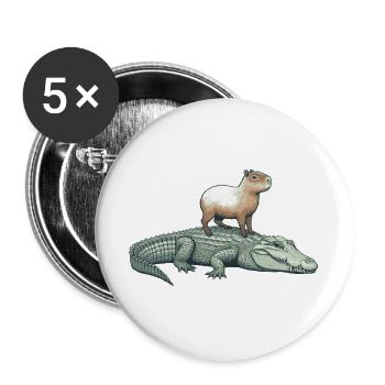 Capy & Croc Dreamteam - Buttons groß 56 mm (5er Pack) - Weiß - Vorne