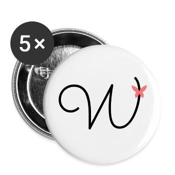 Letter W Butterfly Letter - Buttons large 2.2''/56 mm (5-pack) - white - Front