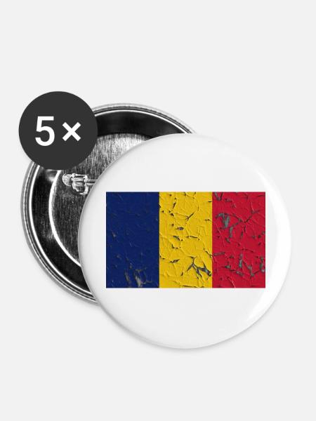Tschad - Buttons groß 56 mm (5er Pack) - Weiß